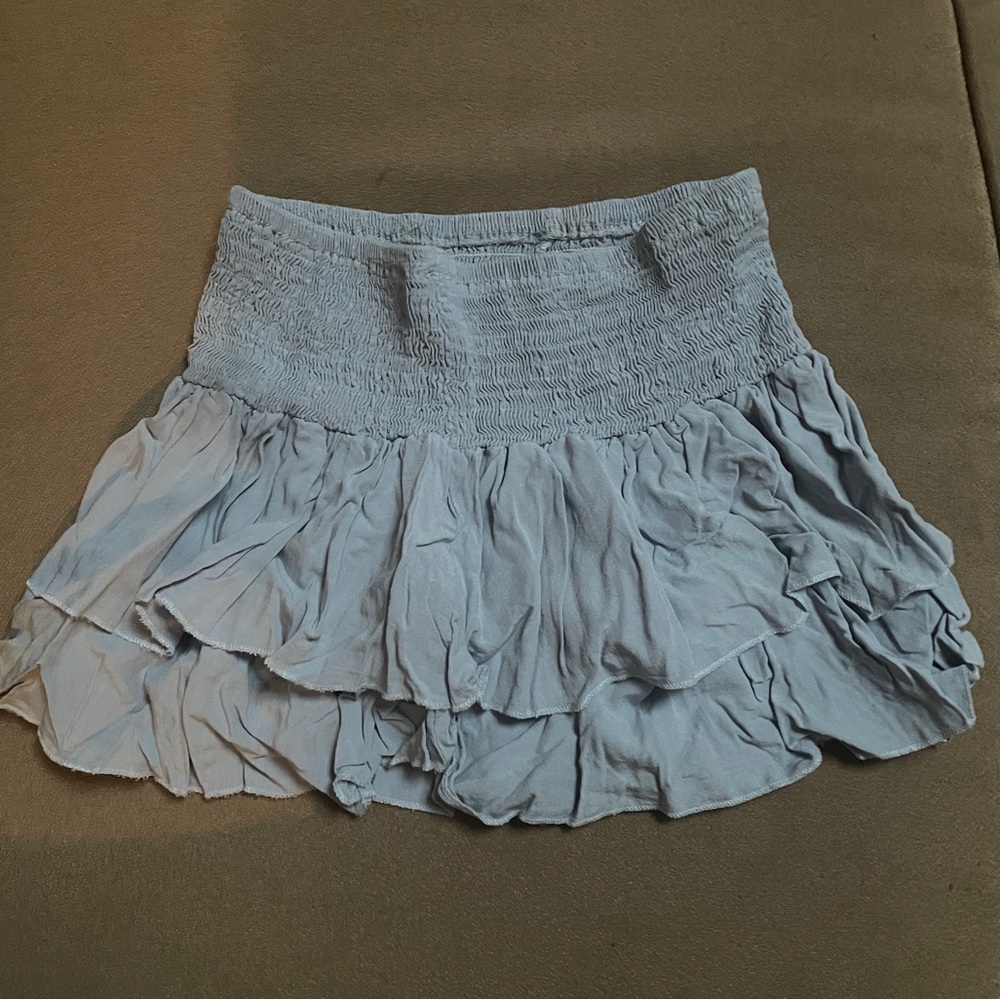 Light Blue Ruffled Mini Skirt - Picture 3 of 3